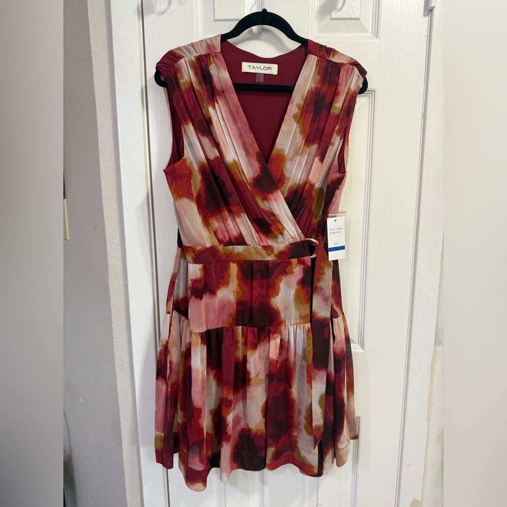Taylor Women's Red and Pink Midi Dress